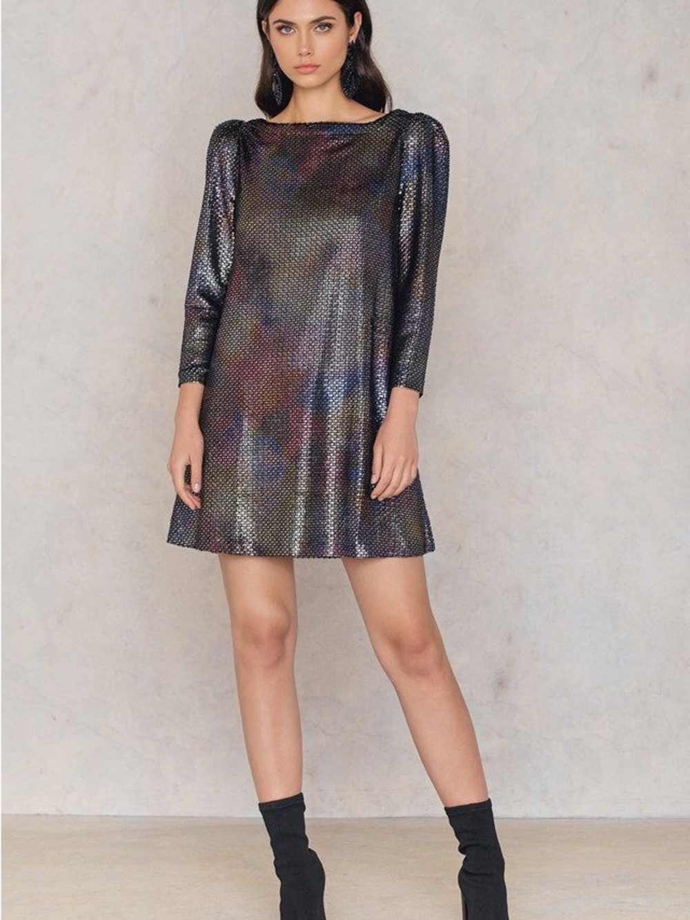 Free People Iridescent Black Multi-Color Mini Dress
